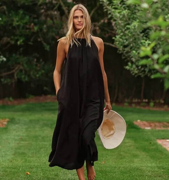 Jenni Kayne Dresses & Skirts - Jenni Kayne XS Striped Drift Dress $295 Maxi Cotton Waffle Weave Boho Navy Black